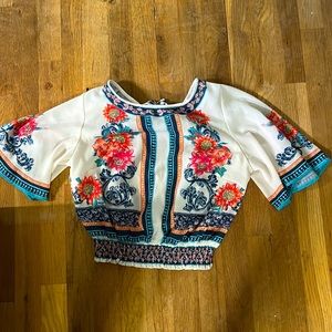 Jealous Tomato cropped loose floral flowy top